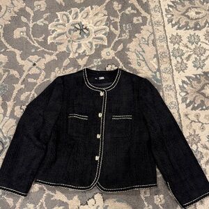 Karl Lagerfeld Black Tweed Jacket with Ivory Trim